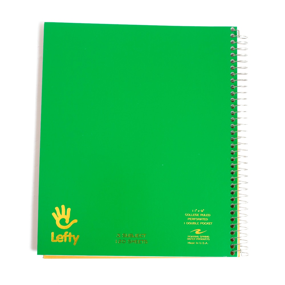 Roaring Spring, Lefty, 3-Subject, Spiral, Notebook, 120 Page